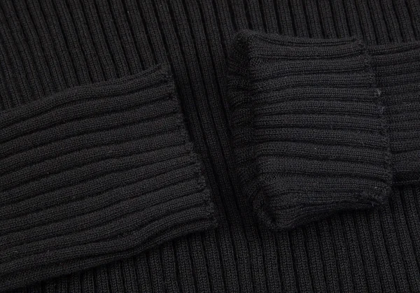 ジャンポールゴルチエ ファムJean Paul GAULTIER FEMME ウールネック透かし編みリブニット 黒40 K-84444_005