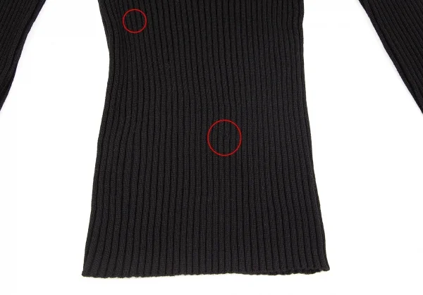 ジャンポールゴルチエ ファムJean Paul GAULTIER FEMME ウールネック透かし編みリブニット 黒40 K-84444_006