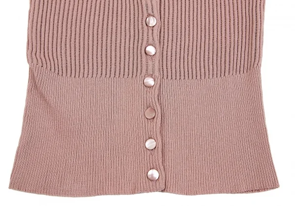 ジャンポールゴルチエ マイユファムJean Paul GAULTIER MAILLE FEMME シフォン切替半袖リブニットコットンシルクカーディガン ピンクM K-84462_009