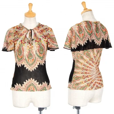 ジャンポールゴルチエJean Paul GAULTIER プリントパワーネットケープカットソー ベージュ