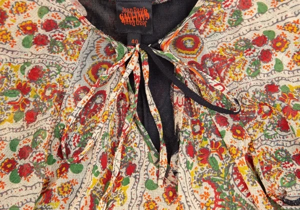 ジャンポールゴルチエJean Paul GAULTIER プリントパワーネットケープカットソー ベージュ40 K-84469_004