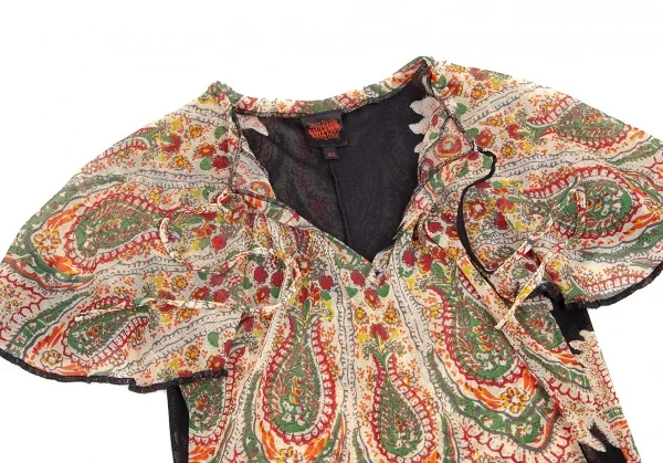 ジャンポールゴルチエJean Paul GAULTIER プリントパワーネットケープカットソー ベージュ40 K-84469_005