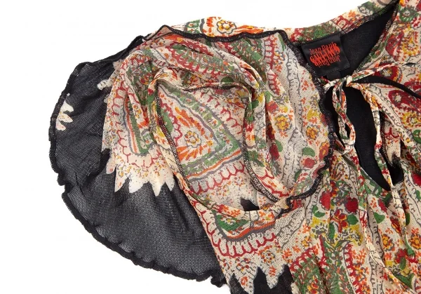 ジャンポールゴルチエJean Paul GAULTIER プリントパワーネットケープカットソー ベージュ40 K-84469_007