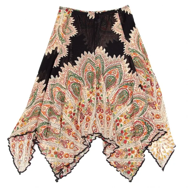 ジャンポールゴルチエJean Paul GAULTIER プリントパワーネットドレープスカート ベージュ40 K-84470_002