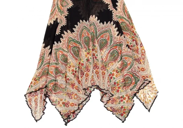 ジャンポールゴルチエJean Paul GAULTIER プリントパワーネットドレープスカート ベージュ40 K-84470_005