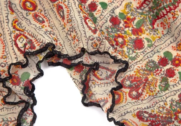 ジャンポールゴルチエJean Paul GAULTIER プリントパワーネットドレープスカート ベージュ40 K-84470_006