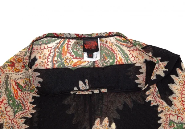 ジャンポールゴルチエJean Paul GAULTIER プリントパワーネットケープセットアップスーツ ベージュ40 K-84471_012