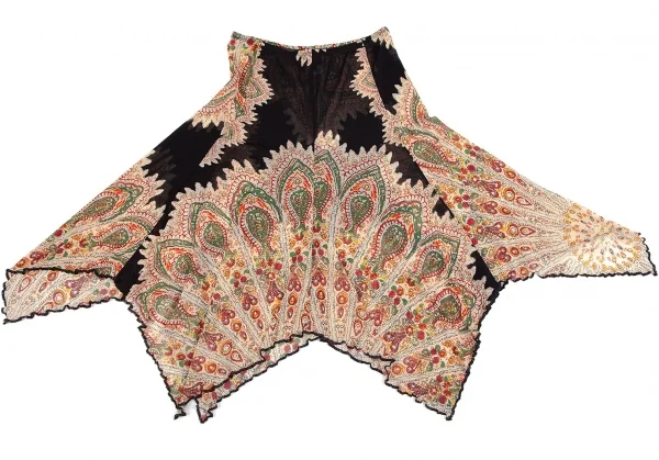 ジャンポールゴルチエJean Paul GAULTIER プリントパワーネットケープセットアップスーツ ベージュ40 K-84471_013