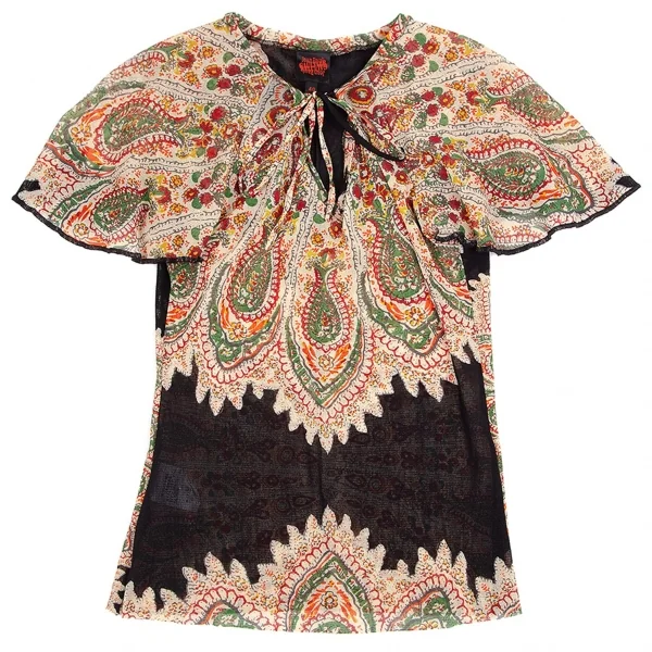 ジャンポールゴルチエJean Paul GAULTIER プリントパワーネットケープセットアップスーツ ベージュ40 K-84471_003