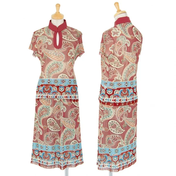 ヴィヴィアンタムVIVIENNETAM ペイズリープリントパワーネットスキッパー レンガ0 K-84473_017