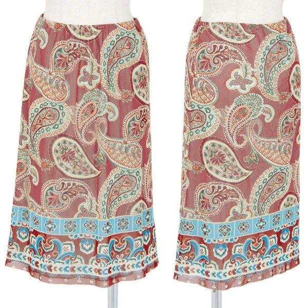 ヴィヴィアンタムVIVIENNETAM ペイズリープリントパワーネットスカート レンガ0 K-84474_001