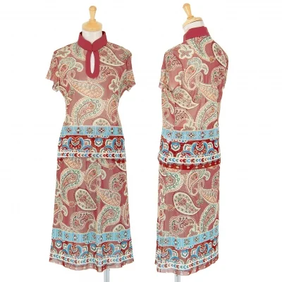 ヴィヴィアンタムVIVIENNETAM ペイズリープリントパワーネットセットアップスーツ レンガ