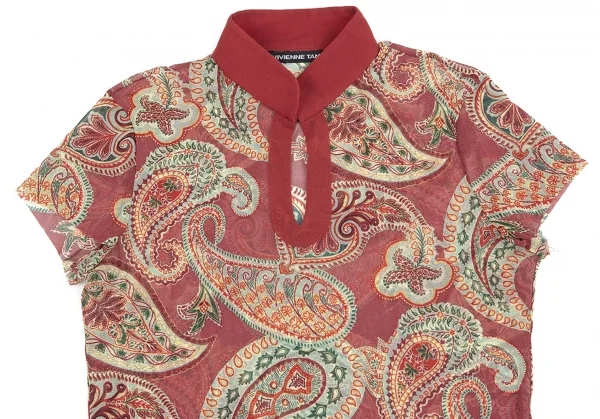 ヴィヴィアンタムVIVIENNETAM ペイズリープリントパワーネットセットアップスーツ レンガ0 K-84475_004