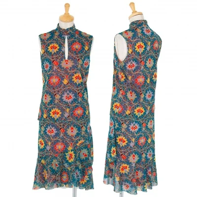 ヴィヴィアンタムVIVIENNETAM アラベスクプリントパワーネットセットアップスーツ 青