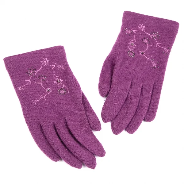 シビラSybilla ビーズ装飾ニットグローブ 紫 K-84485_001