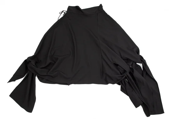 ヨウジヤマモト ファムYohji Yamamoto FEMME ウールギャバ裾リボンデザイン変形パンツ 黒2 K-84500_010