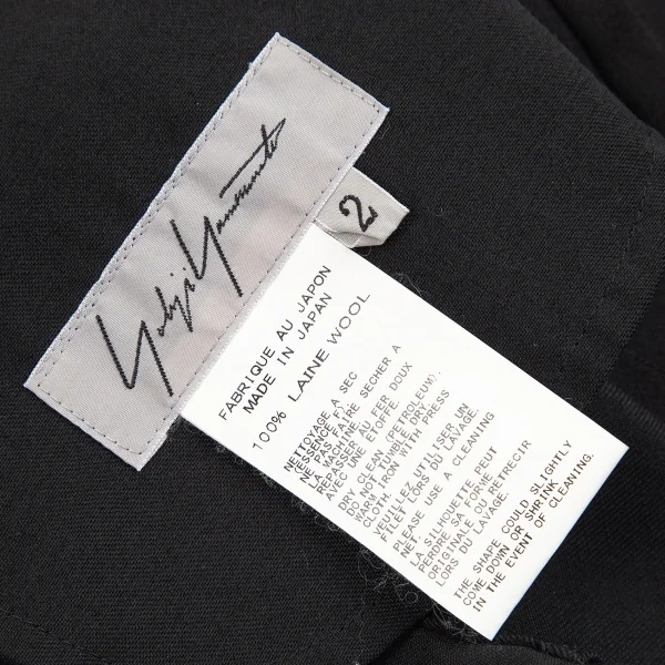 ヨウジヤマモト ファムYohji Yamamoto FEMME ウールギャバ裾リボンデザイン変形パンツ 黒2 K-84500_013