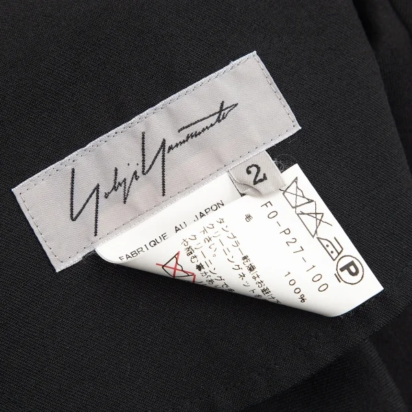 ヨウジヤマモト ファムYohji Yamamoto FEMME ウールギャバ裾リボンデザイン変形パンツ 黒2 K-84500_014