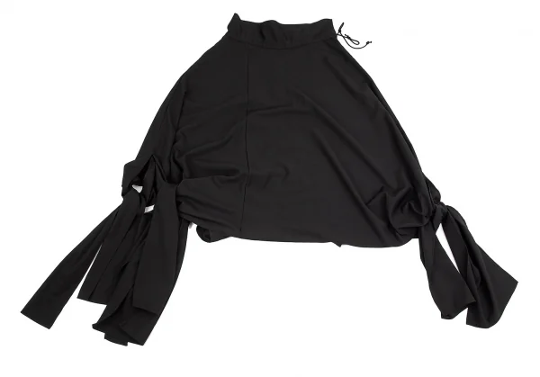 ヨウジヤマモト ファムYohji Yamamoto FEMME ウールギャバ裾リボンデザイン変形パンツ 黒2 K-84500_002