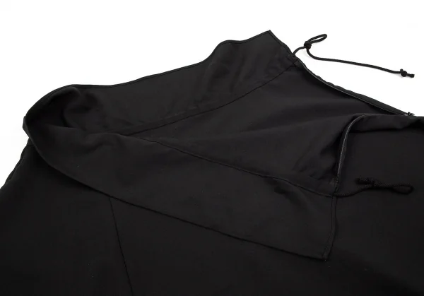 ヨウジヤマモト ファムYohji Yamamoto FEMME ウールギャバ裾リボンデザイン変形パンツ 黒2 K-84500_004