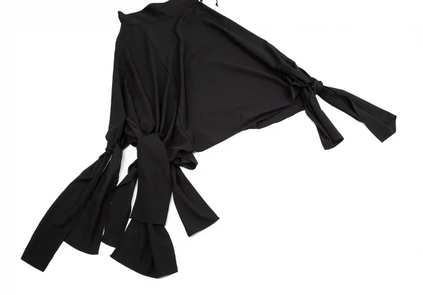 ヨウジヤマモト ファムYohji Yamamoto FEMME ウールギャバ裾リボンデザイン変形パンツ 黒2 K-84500_005