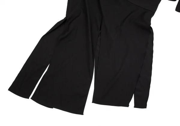 ヨウジヤマモト ファムYohji Yamamoto FEMME ウールギャバ裾リボンデザイン変形パンツ 黒2 K-84500_006