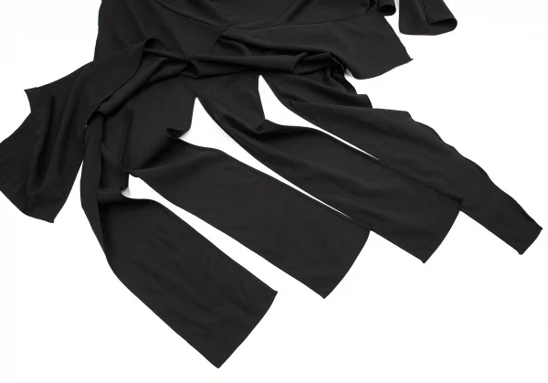 ヨウジヤマモト ファムYohji Yamamoto FEMME ウールギャバ裾リボンデザイン変形パンツ 黒2 K-84500_007