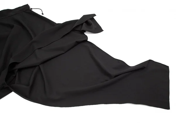 ヨウジヤマモト ファムYohji Yamamoto FEMME ウールギャバ裾リボンデザイン変形パンツ 黒2 K-84500_009