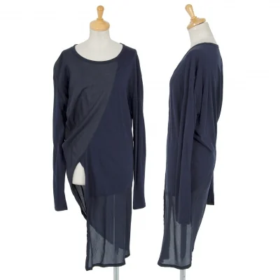 グラウンド ワイGround Y  アシンメトリー切替カットソー 紺