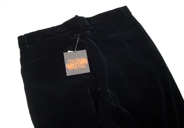 ジャンポールゴルチエJean Paul GAULTIER サイドジグザグステッチベロアパンツ 黒48 K-84518_010