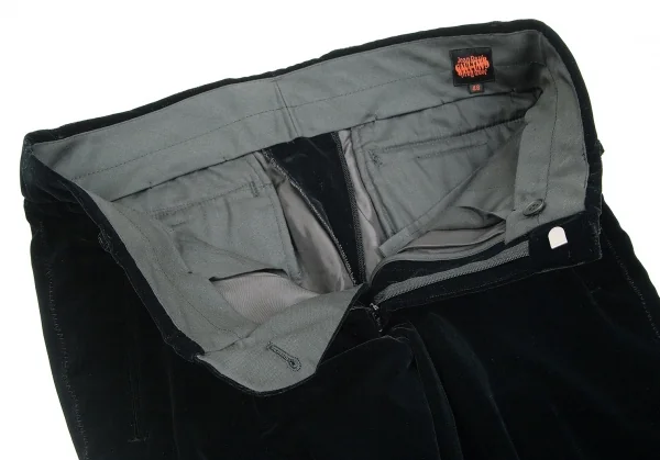 ジャンポールゴルチエJean Paul GAULTIER サイドジグザグステッチベロアパンツ 黒48 K-84518_004
