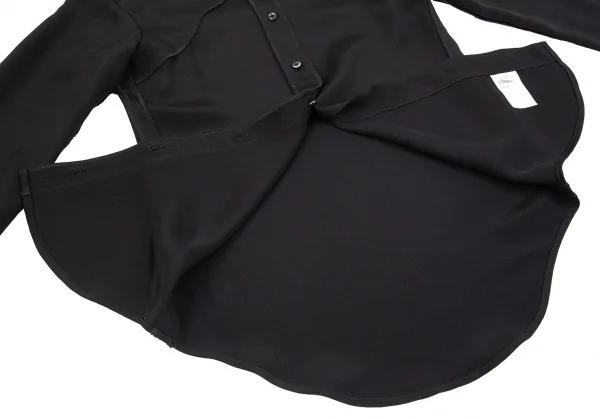 トムブラウンTHOM BROWNE インサイドアウトホルターネックシルクブラウス 黒0 K-84522_009