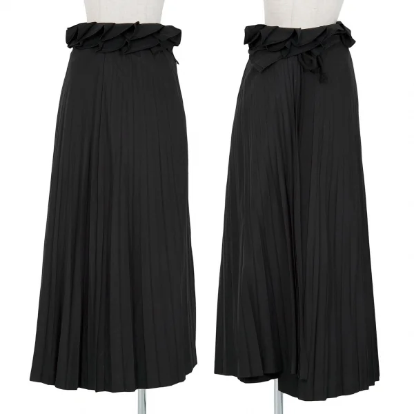 ヨウジヤマモト ファムYohji Yamamoto FEMME シルクプリーツ切替ウールギャバラップスカート