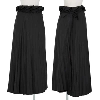 ヨウジヤマモト ファムYohji Yamamoto FEMME シルクプリーツ切替ウールギャバラップスカート 黒
