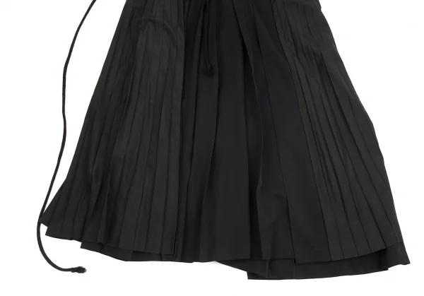 ヨウジヤマモト ファムYohji Yamamoto FEMME シルクプリーツ切替ウールギャバラップスカート 黒3 K-84539_004