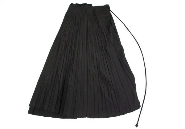 ヨウジヤマモト ファムYohji Yamamoto FEMME シルクプリーツ切替ウールギャバラップスカート 黒3 K-84539_005