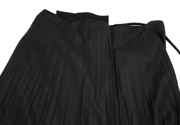 ヨウジヤマモト ファムYohji Yamamoto FEMME シルクプリーツ切替ウールギャバラップスカート 黒3 K-84539_006