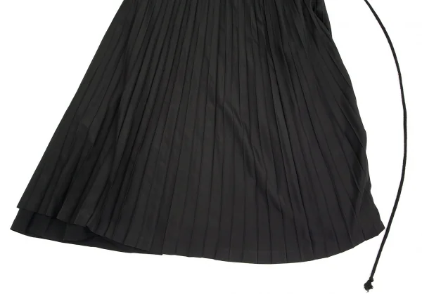 ヨウジヤマモト ファムYohji Yamamoto FEMME シルクプリーツ切替ウールギャバラップスカート 黒3 K-84539_007