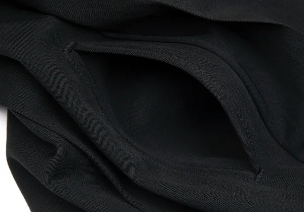 ヨウジヤマモト ファムYohji Yamamoto FEMME シルクプリーツ切替ウールギャバラップスカート 黒3 K-84539_013