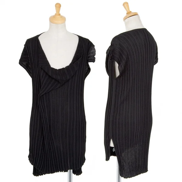 ヨウジヤマモト ファムYohji Yamamoto ラグネ キカスRAGNE KIKAS レーヨンニットデザインノースリーブ 黒2 K-84542_001