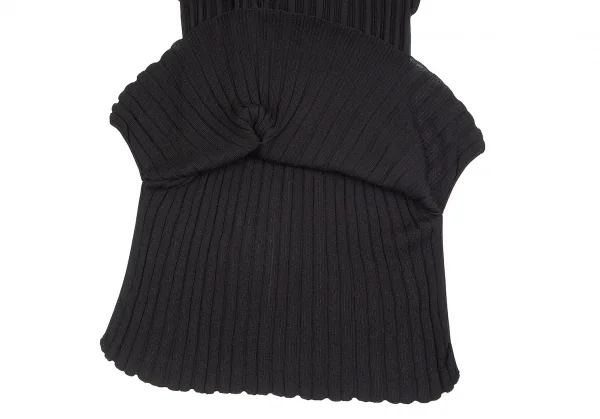 ヨウジヤマモト ファムYohji Yamamoto ラグネ キカスRAGNE KIKAS レーヨンニットデザインノースリーブ 黒2 K-84542_010