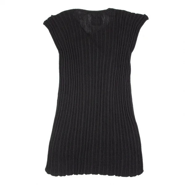 ヨウジヤマモト ファムYohji Yamamoto ラグネ キカスRAGNE KIKAS レーヨンニットデザインノースリーブ 黒2 K-84542_011
