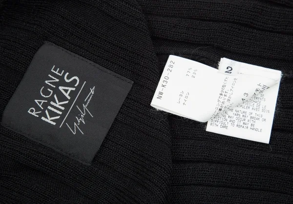 ヨウジヤマモト ファムYohji Yamamoto ラグネ キカスRAGNE KIKAS レーヨンニットデザインノースリーブ 黒2 K-84542_015
