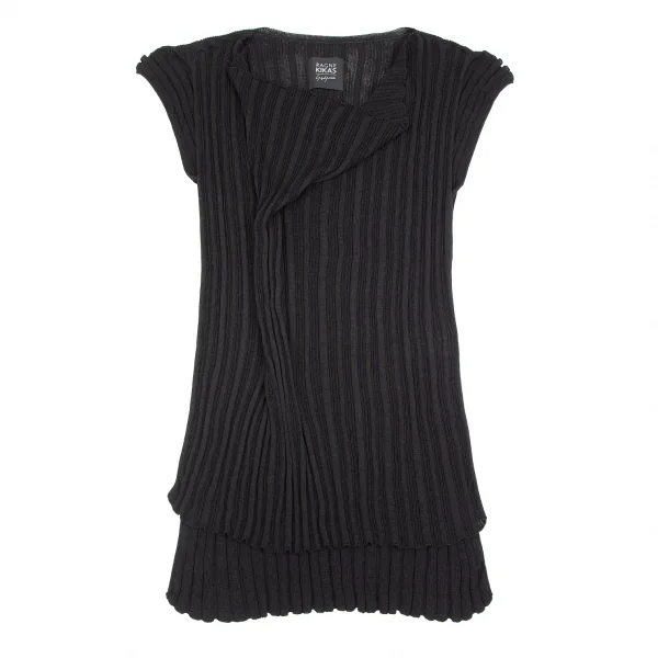 ヨウジヤマモト ファムYohji Yamamoto ラグネ キカスRAGNE KIKAS レーヨンニットデザインノースリーブ 黒2 K-84542_002