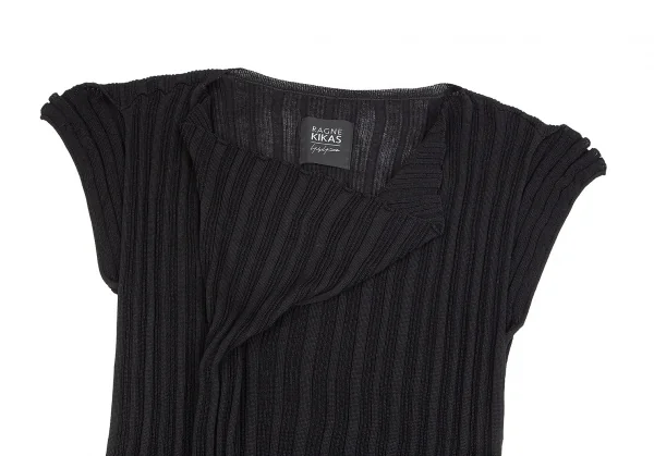ヨウジヤマモト ファムYohji Yamamoto ラグネ キカスRAGNE KIKAS レーヨンニットデザインノースリーブ 黒2 K-84542_003