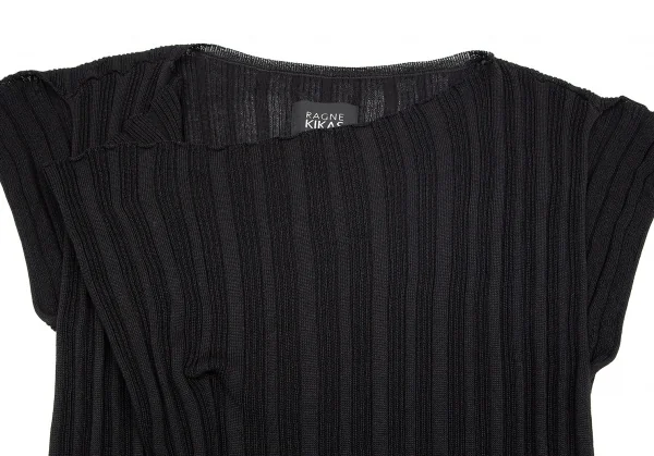 ヨウジヤマモト ファムYohji Yamamoto ラグネ キカスRAGNE KIKAS レーヨンニットデザインノースリーブ 黒2 K-84542_004
