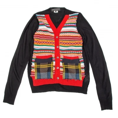 コムデギャルソン オムプリュスCOMME des GARCONS HOMME PLUS マルチボーダーカーディガンレイヤードニット