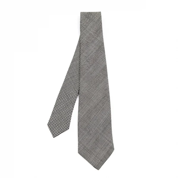 トキオクマガイTOKIO KUMAGAI グレンチェックハウンドトゥースリバーシブルネクタイ グレー K-84618_001