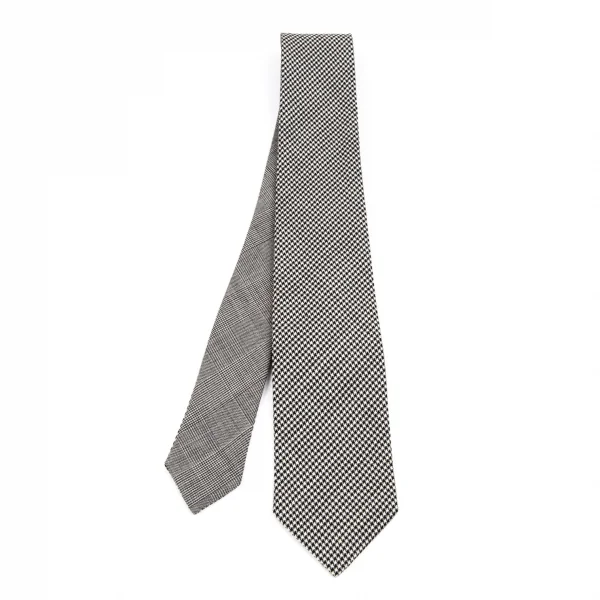 トキオクマガイTOKIO KUMAGAI グレンチェックハウンドトゥースリバーシブルネクタイ グレー K-84618_002