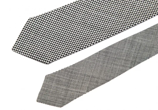 トキオクマガイTOKIO KUMAGAI グレンチェックハウンドトゥースリバーシブルネクタイ グレー K-84618_006